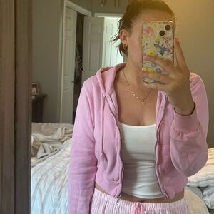 brandy melville pink cropped sweater